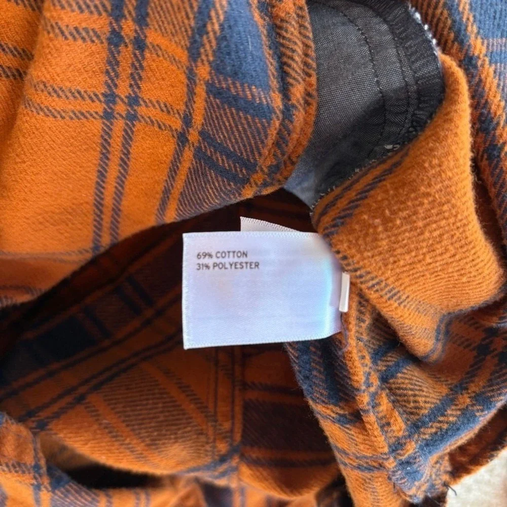 Duluth Trading Co Womens Folklore Flannel Duster‎ XS Blue Orange Plaid Insulated
